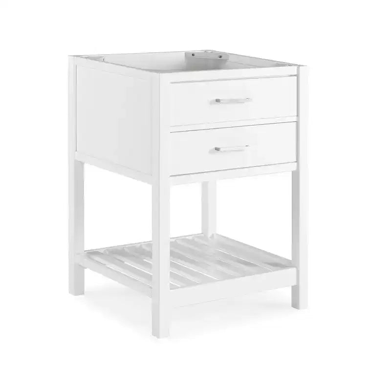 Mobile bagno Harrison 24" Bianco - Alaterre Furniture: Mobiletto contenitore per bagno in legno massello con ripiano