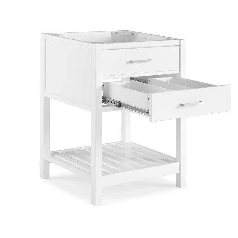Mobile bagno Harrison 24" Bianco - Alaterre Furniture: Mobiletto contenitore per bagno in legno massello con ripiano