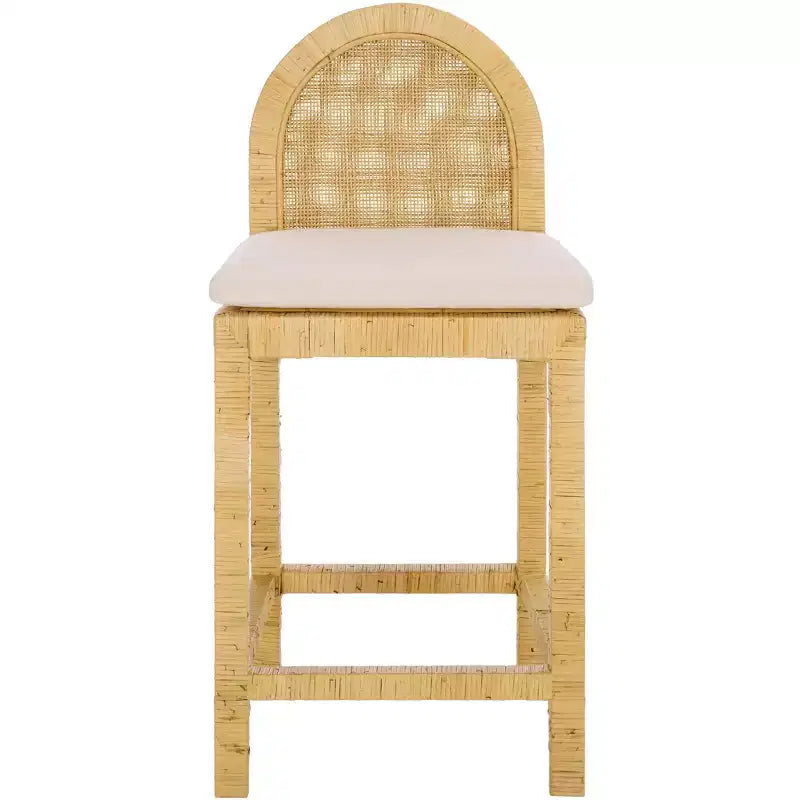 Tojo Cane Roundback Countr Stool - BST6507A - Natural/White - Safavieh