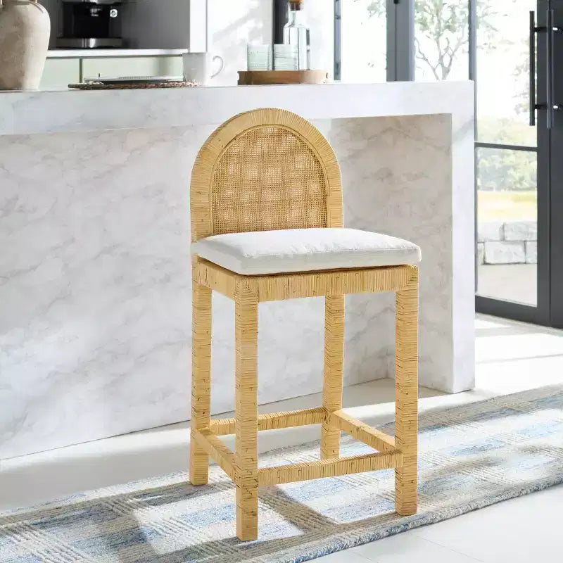 Sgabello Tojo Cane Roundback Countr - BST6507A - Naturale/Bianco - Safavieh