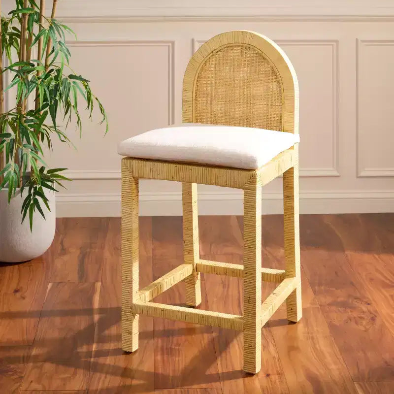 Sgabello Tojo Cane Roundback Countr - BST6507A - Naturale/Bianco - Safavieh