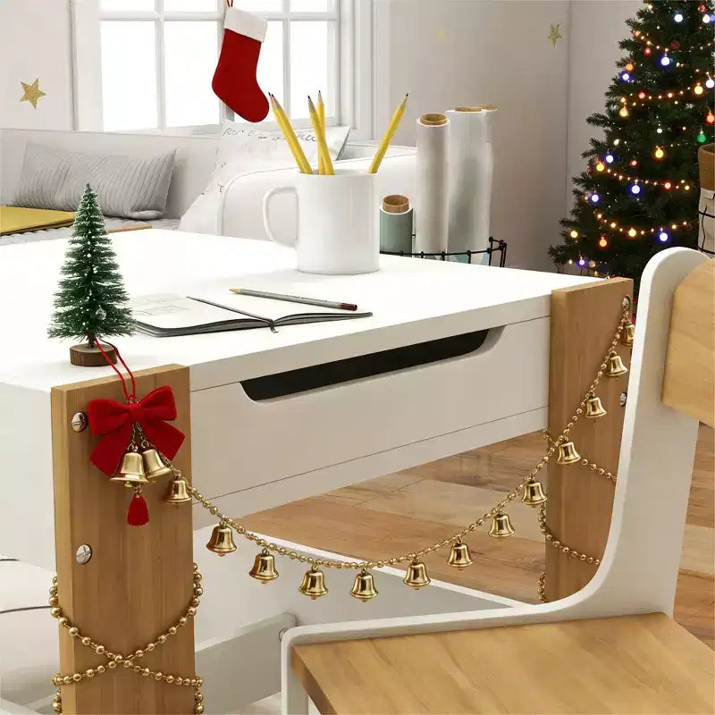 JVNOXK2-in-1 Set Scrivania e Sedia per Bambini con Lavagna Ribaltabile, Contenitore e Scaffale, Combinazione Scrivania e Sedia per Bambini in 3 Pezzi
