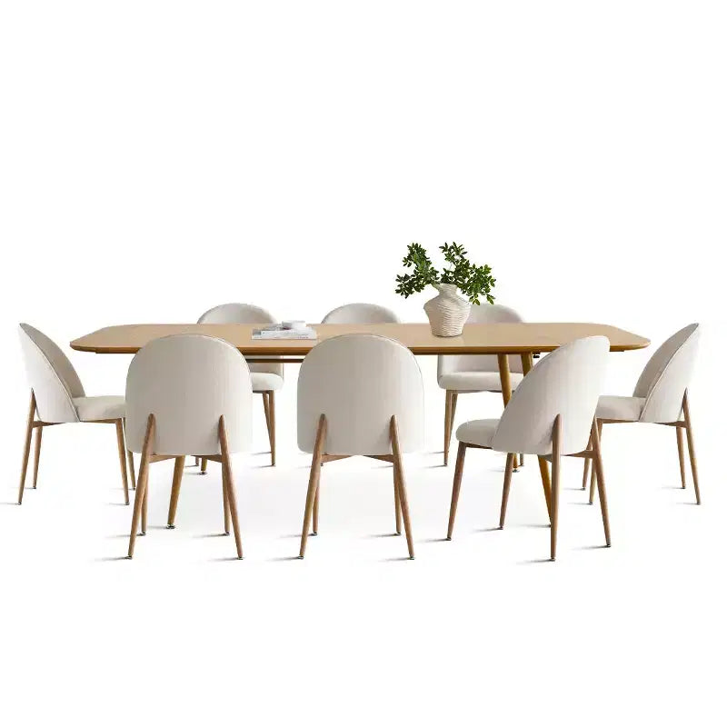 Set da tavolo da pranzo espandibile da 9 pezzi, tavolo allungabile effetto legno da 94,5" e 8 comode sedie con schienale curvo per cucina o sala da pranzo-Panipeachy