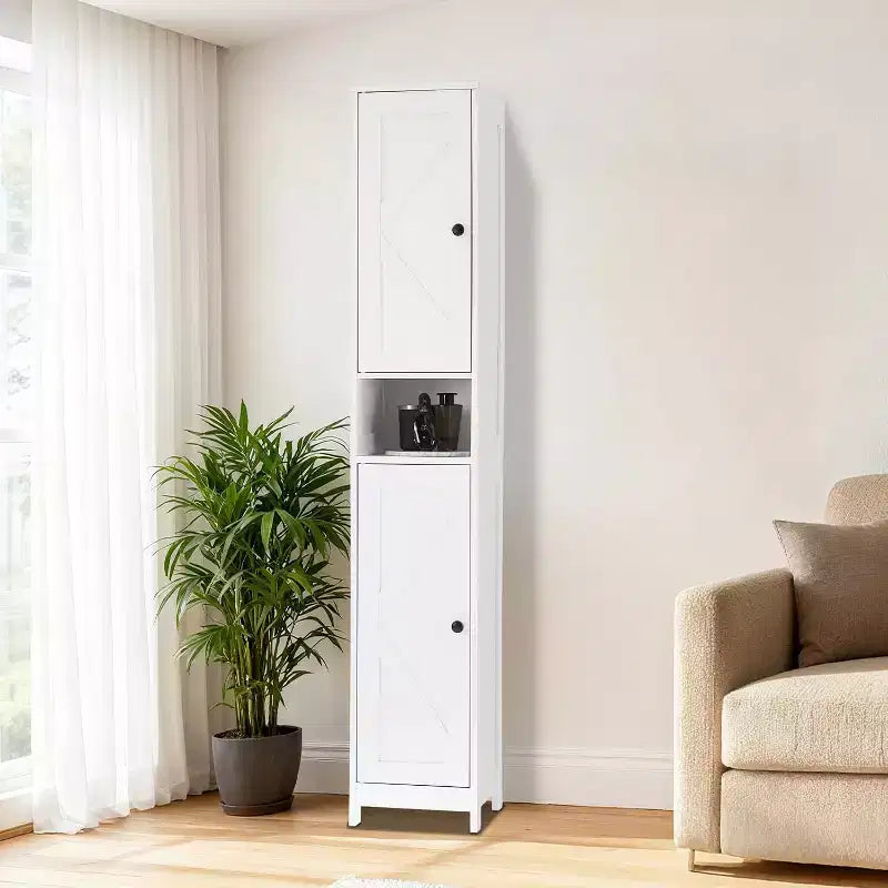 Mobiletto alto e stretto da bagno, 170 cm, autoportante, con ripiani regolabili, design resistente all'acqua per cucina, corridoio, bagno