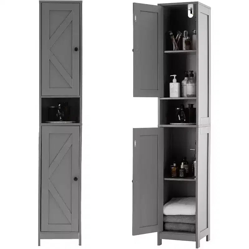 Tall Narrow Bathroom Storage Cabinet, 66.9 Inch Freestanding Adjustable Shelf Organizer,Water Resistant Design for Kitchen, Hallway, Bathroom