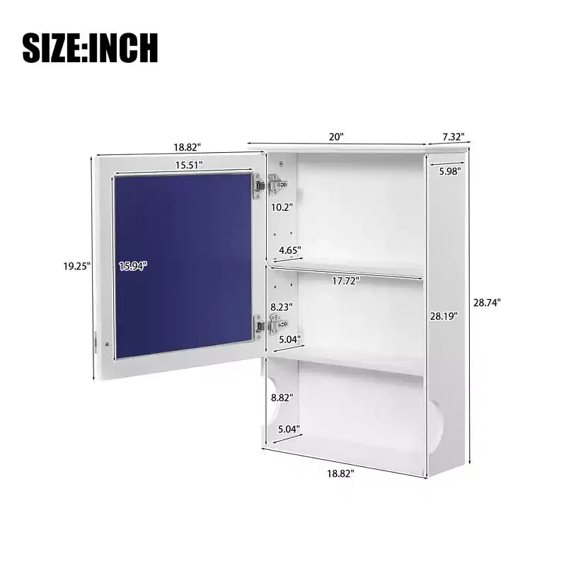 CASAINC Mobiletto da Bagno da Parete da 50 cm con Specchio e Anta Contenitore