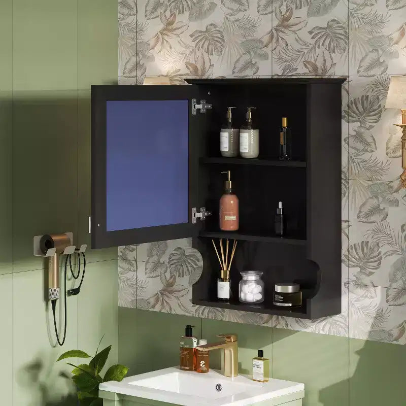 CASAINC Mobiletto da Bagno da Parete da 50 cm con Specchio e Anta Contenitore
