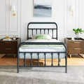 Celebalcony Twin Size Metal Platform Bed Frame with Headboard & Footboard, Steel Slat Mattress Foundation,Under Bed Storage No Box Spring Needed,Black