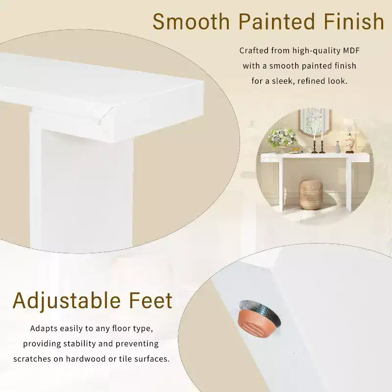 TUYOHW 60 Tavolo Console Geometrico Moderno, Tavolo da Ingresso con Piedini Regolabili, Tavolo da Divano per Corridoio, Soggiorno, Camera da Letto, Ingresso