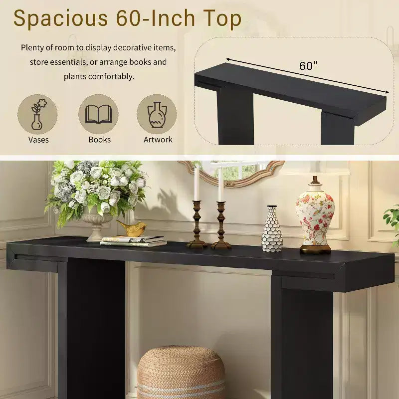 TUYOHW 60 Tavolo Console Geometrico Moderno, Tavolo da Ingresso con Piedini Regolabili, Tavolo da Divano per Corridoio, Soggiorno, Camera da Letto, Ingresso