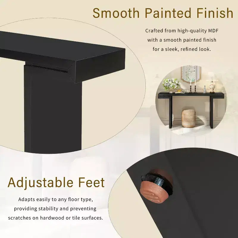 TUYOHW 60 Tavolo Console Geometrico Moderno, Tavolo da Ingresso con Piedini Regolabili, Tavolo da Divano per Corridoio, Soggiorno, Camera da Letto, Ingresso