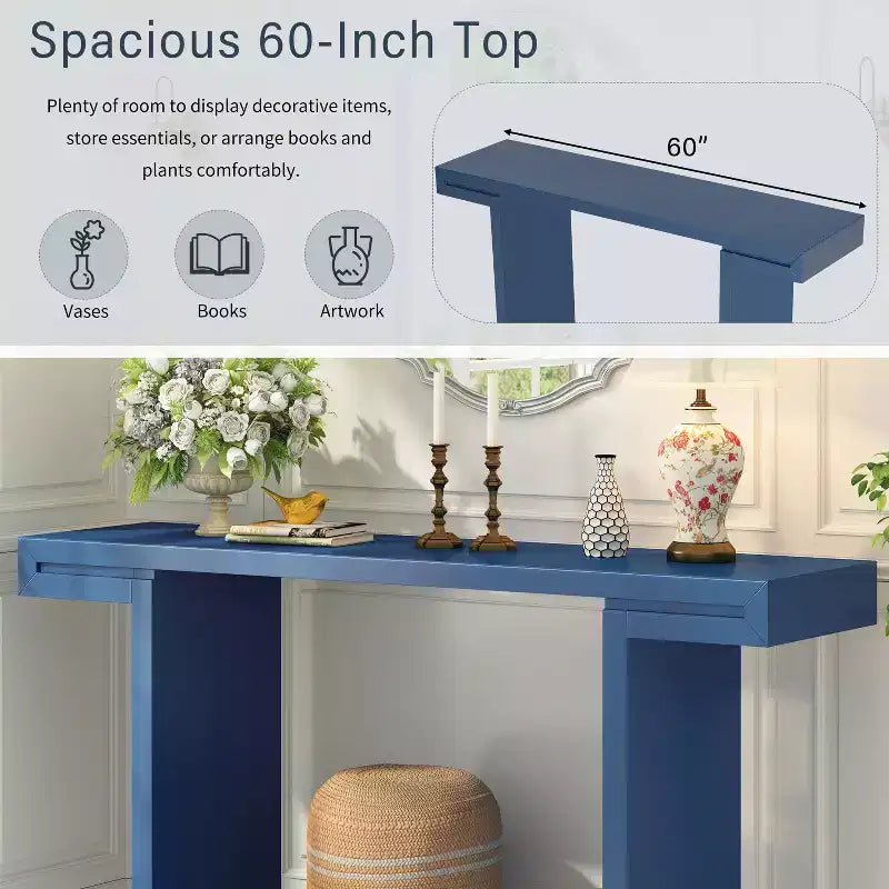 TUYOHW 60 Tavolo Console Geometrico Moderno, Tavolo da Ingresso con Piedini Regolabili, Tavolo da Divano per Corridoio, Soggiorno, Camera da Letto, Ingresso