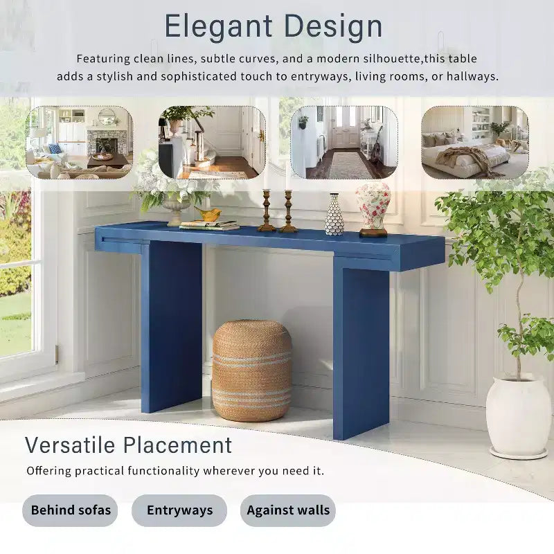 TUYOHW 60 Tavolo Console Geometrico Moderno, Tavolo da Ingresso con Piedini Regolabili, Tavolo da Divano per Corridoio, Soggiorno, Camera da Letto, Ingresso