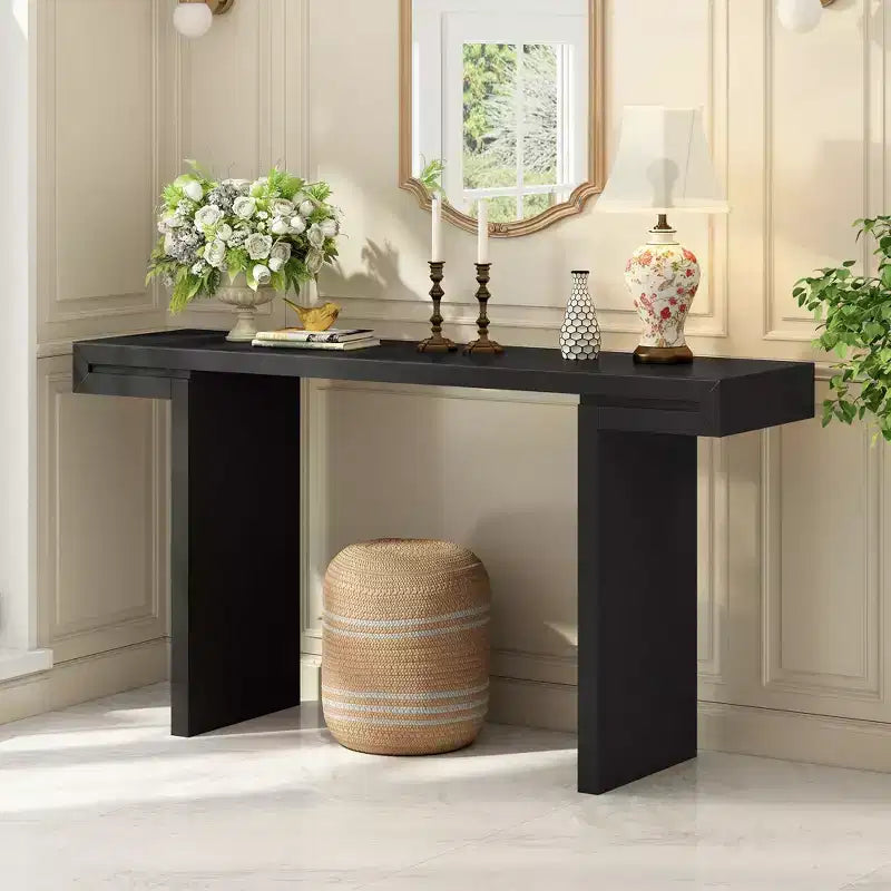 TUYOHW 60 Modern Geometric Console Table,Entryway Table with Adjustable Feet,Sofa Table for Hallway,Living Room,Bedroom,Entryway