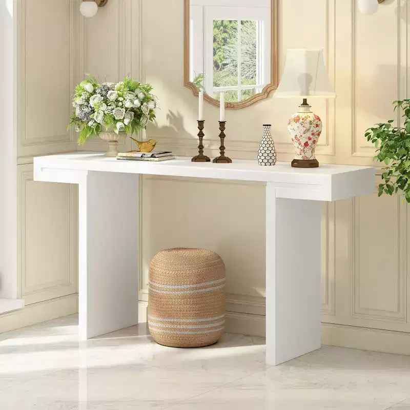 TUYOHW 60 Tavolo Console Geometrico Moderno, Tavolo da Ingresso con Piedini Regolabili, Tavolo da Divano per Corridoio, Soggiorno, Camera da Letto, Ingresso