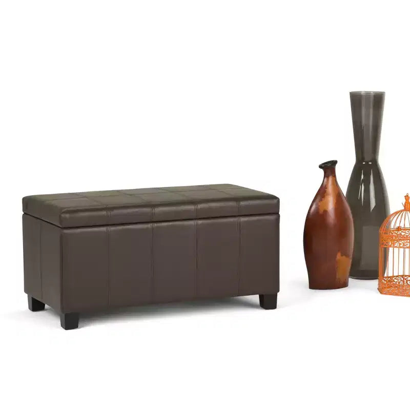 Okak Pouf Contenitore Rettangolare da 36" con Seduta Imbottita Larga, Panca da Fondo Letto con Struttura in Legno, Poggiapiedi Ottomano per Soggiorno