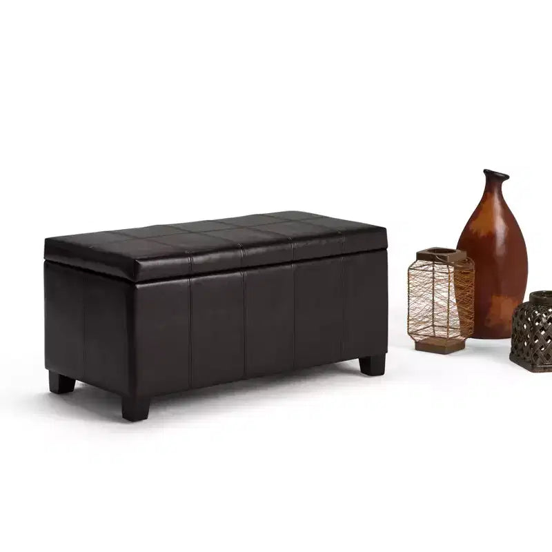 Okak Pouf Contenitore Rettangolare da 36" con Seduta Imbottita Larga, Panca da Fondo Letto con Struttura in Legno, Poggiapiedi Ottomano per Soggiorno
