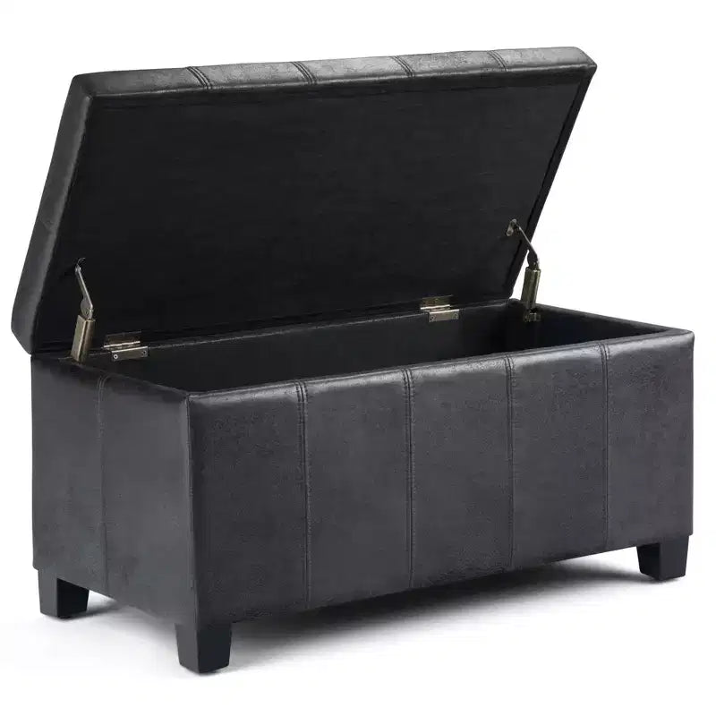 Okak Pouf Contenitore Rettangolare da 36" con Seduta Imbottita Larga, Panca da Fondo Letto con Struttura in Legno, Poggiapiedi Ottomano per Soggiorno
