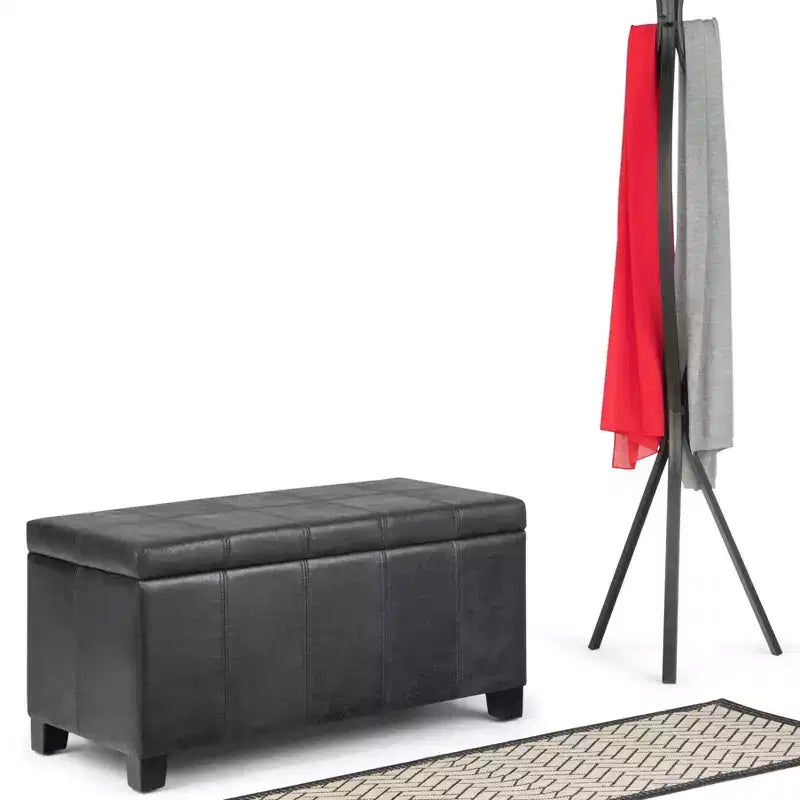 Okak Pouf Contenitore Rettangolare da 36" con Seduta Imbottita Larga, Panca da Fondo Letto con Struttura in Legno, Poggiapiedi Ottomano per Soggiorno