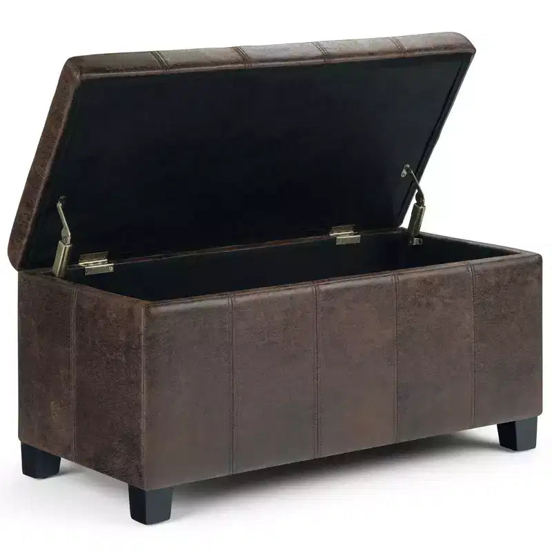 Okak Pouf Contenitore Rettangolare da 36" con Seduta Imbottita Larga, Panca da Fondo Letto con Struttura in Legno, Poggiapiedi Ottomano per Soggiorno