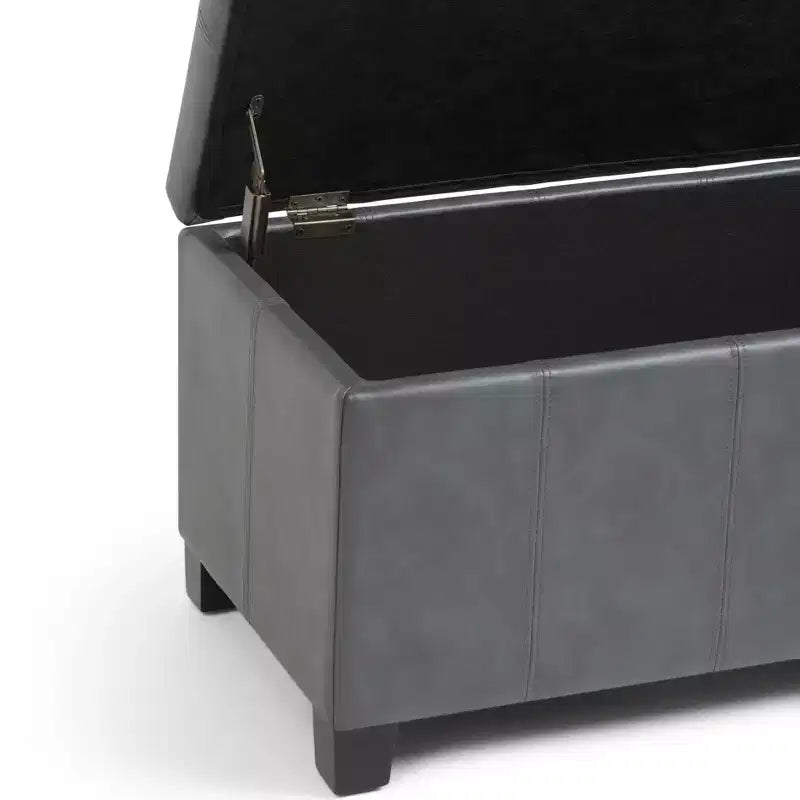Okak Pouf Contenitore Rettangolare da 36" con Seduta Imbottita Larga, Panca da Fondo Letto con Struttura in Legno, Poggiapiedi Ottomano per Soggiorno