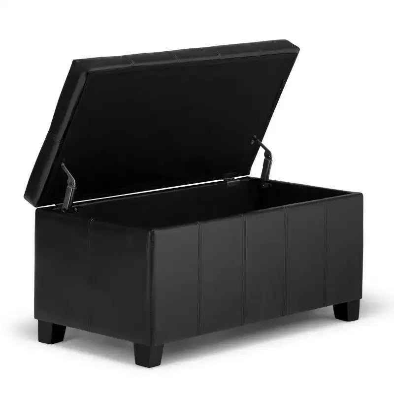 Okak Pouf Contenitore Rettangolare da 36" con Seduta Imbottita Larga, Panca da Fondo Letto con Struttura in Legno, Poggiapiedi Ottomano per Soggiorno