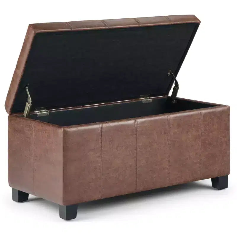 Okak Pouf Contenitore Rettangolare da 36" con Seduta Imbottita Larga, Panca da Fondo Letto con Struttura in Legno, Poggiapiedi Ottomano per Soggiorno