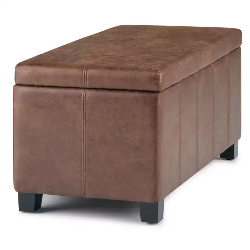 Okak Pouf Contenitore Rettangolare da 36" con Seduta Imbottita Larga, Panca da Fondo Letto con Struttura in Legno, Poggiapiedi Ottomano per Soggiorno