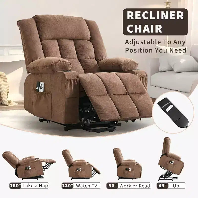 Poltrona reclinabile Acekool Lift Assist, massaggiante, con portabicchieri, tasche portaoggetti, per soggiorno