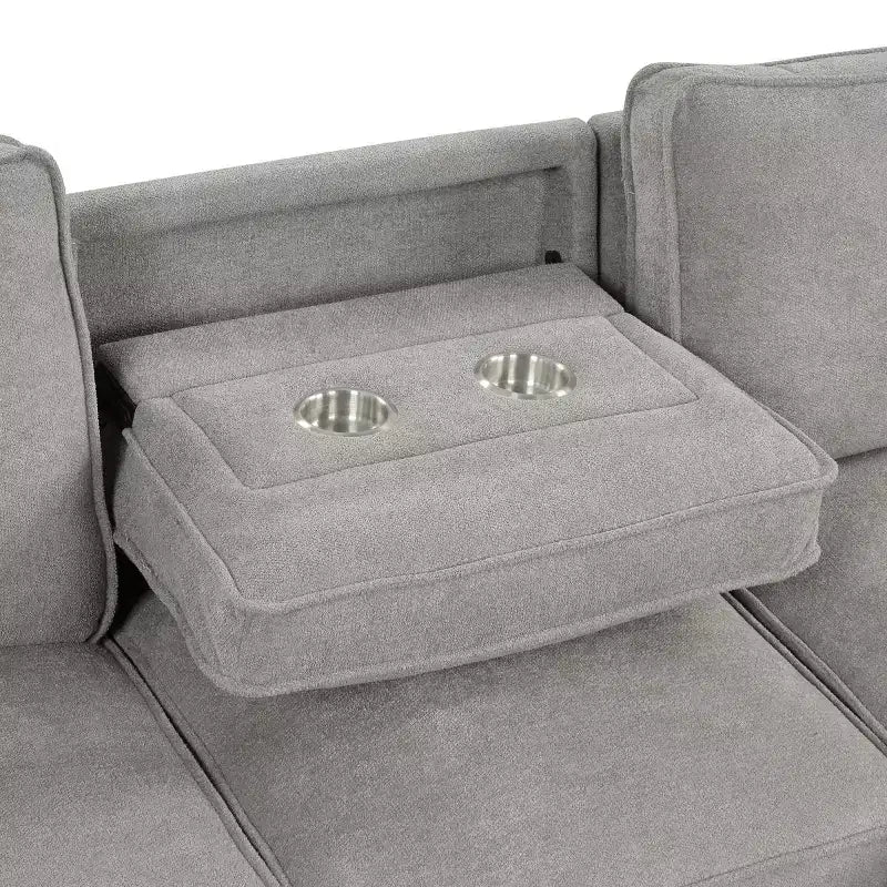 95 Divano componibile moderno in tessuto con chaise longue contenitore e schienale a ribalta, divano letto convertibile per soggiorno o sala famiglia-Panipeachy