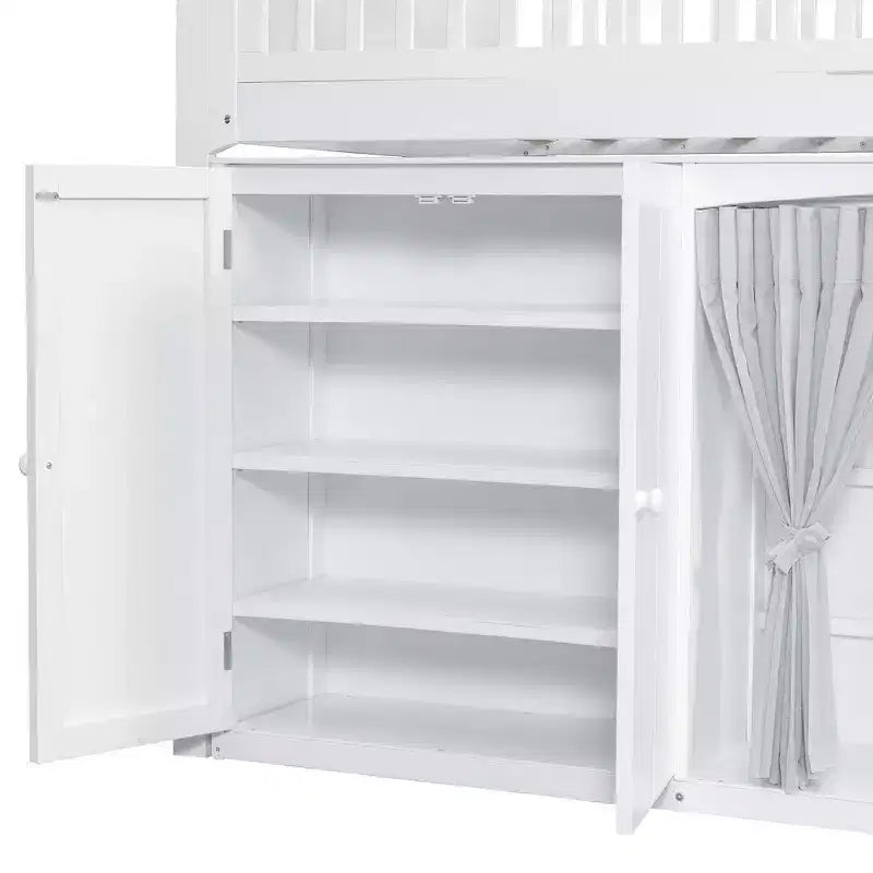 Telaio letto a soppalco singolo Whisen con armadietto contenitore, guardaroba, struttura robusta