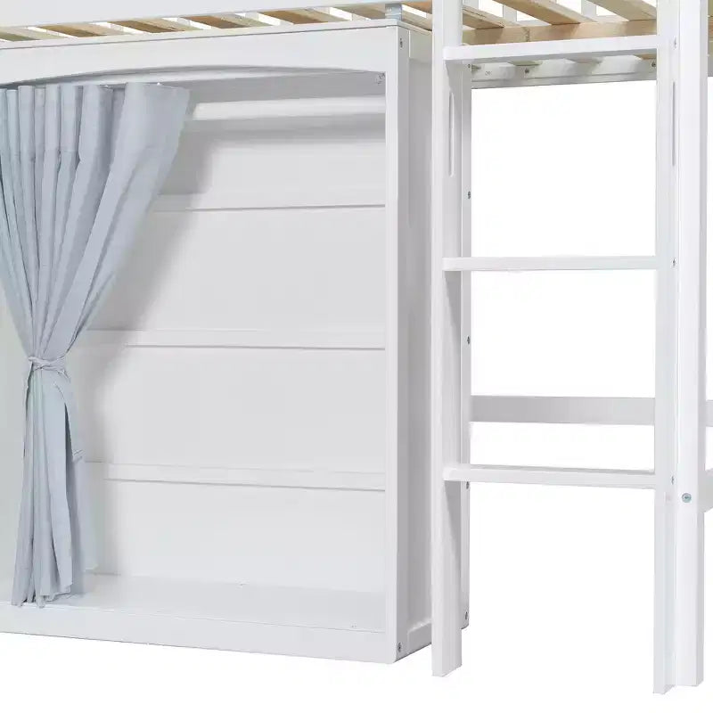 Telaio letto a soppalco singolo Whisen con armadietto contenitore, guardaroba, struttura robusta