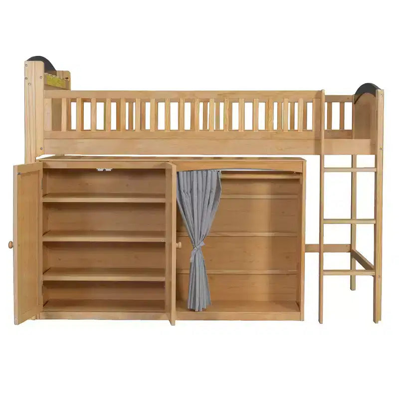 Telaio letto a soppalco singolo Whisen con armadietto contenitore, guardaroba, struttura robusta