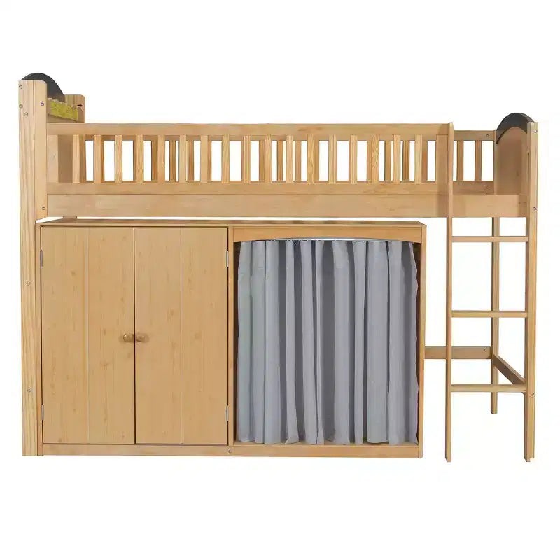 Telaio letto a soppalco singolo Whisen con armadietto contenitore, guardaroba, struttura robusta