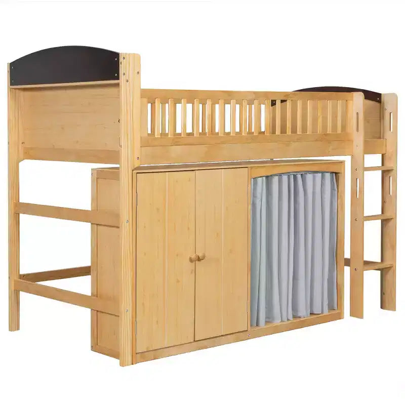 Telaio letto a soppalco singolo Whisen con armadietto contenitore, guardaroba, struttura robusta