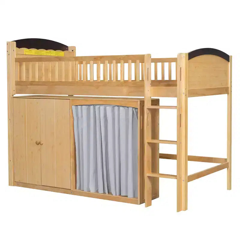 Telaio letto a soppalco singolo Whisen con armadietto contenitore, guardaroba, struttura robusta