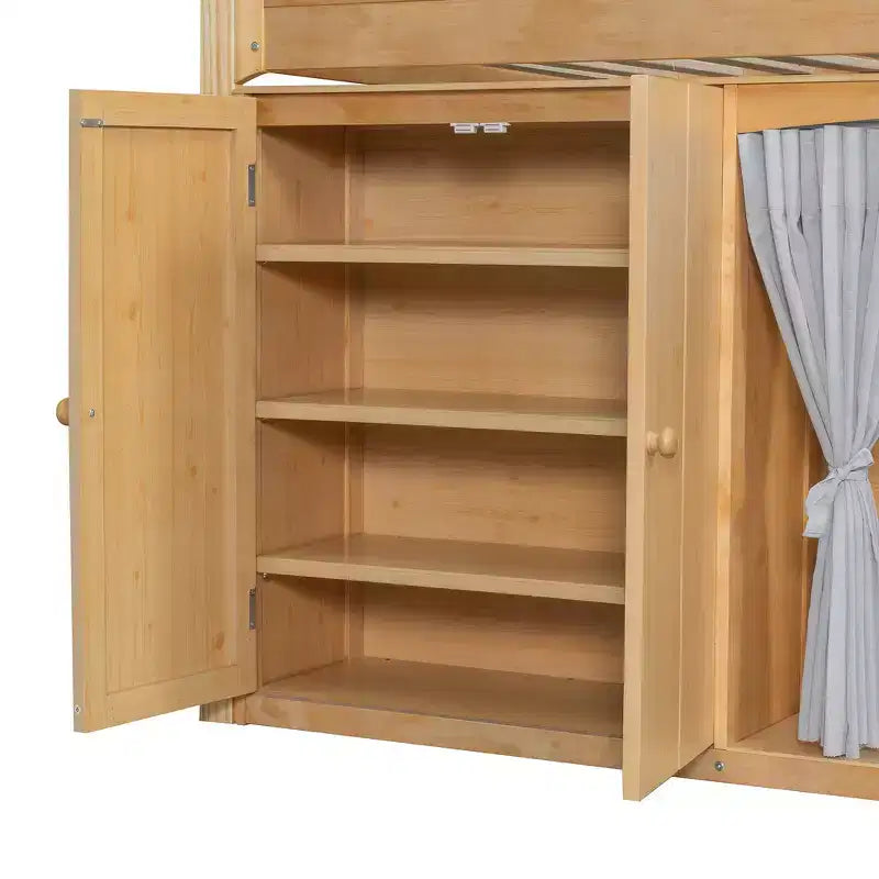 Telaio letto a soppalco singolo Whisen con armadietto contenitore, guardaroba, struttura robusta