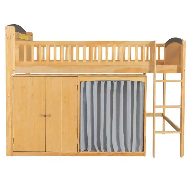 Telaio letto a soppalco singolo Whisen con armadietto contenitore, guardaroba, struttura robusta