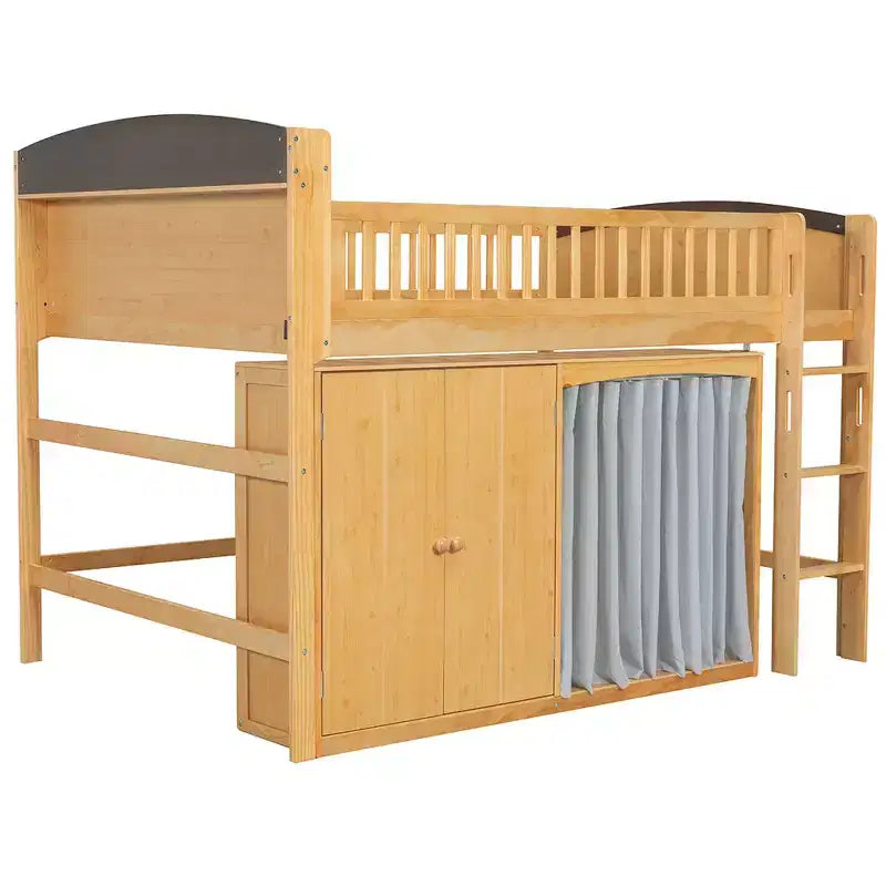 Telaio letto a soppalco singolo Whisen con armadietto contenitore, guardaroba, struttura robusta