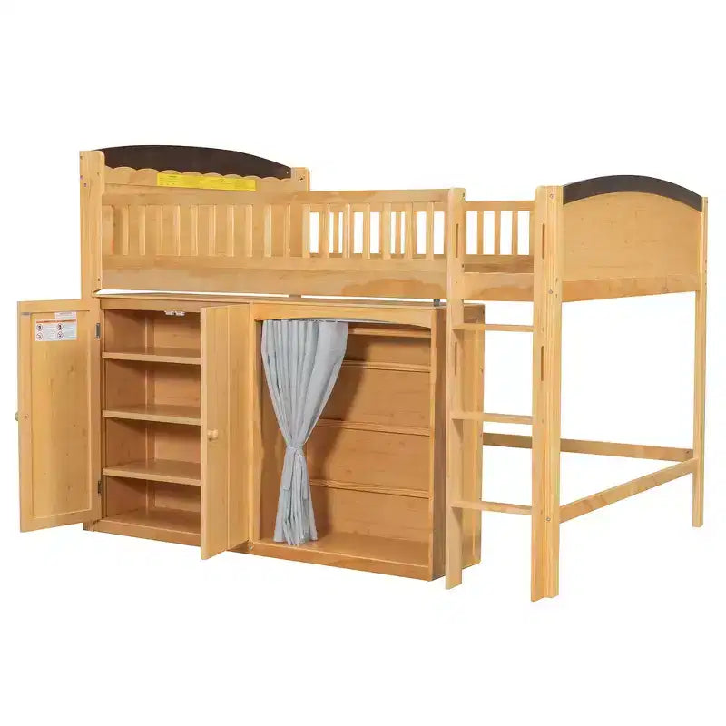 Telaio letto a soppalco singolo Whisen con armadietto contenitore, guardaroba, struttura robusta