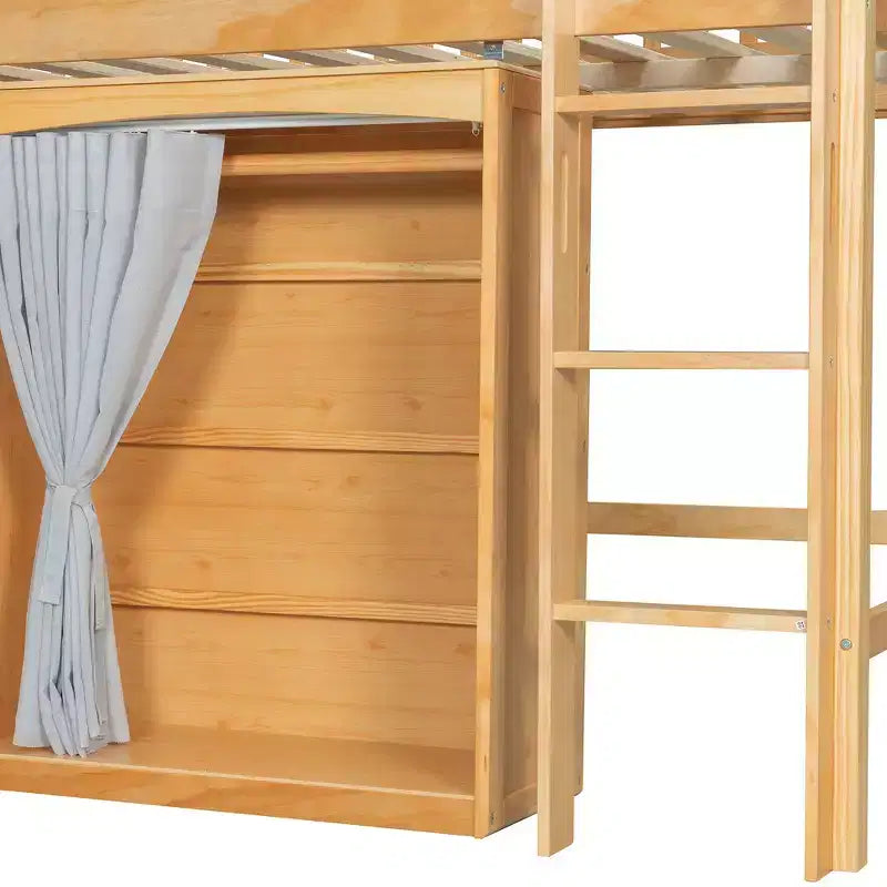 Telaio letto a soppalco singolo Whisen con armadietto contenitore, guardaroba, struttura robusta