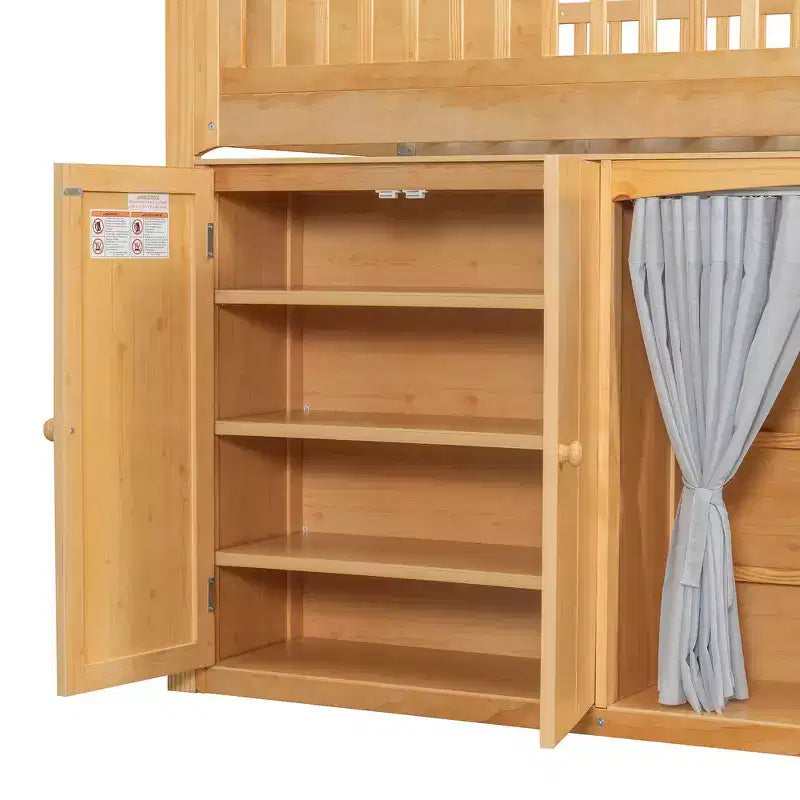 Telaio letto a soppalco singolo Whisen con armadietto contenitore, guardaroba, struttura robusta