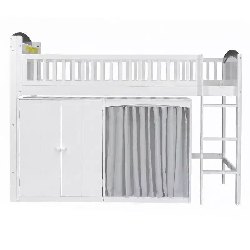 Telaio letto a soppalco singolo Whisen con armadietto contenitore, guardaroba, struttura robusta