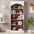 Lantine 70.9 White Bookcase, 5-Tier Tall Bookshelf with Open Shelves, Wooden Vintage Free-Standing Book Shelf for Living Room, Home Office, Bed Room