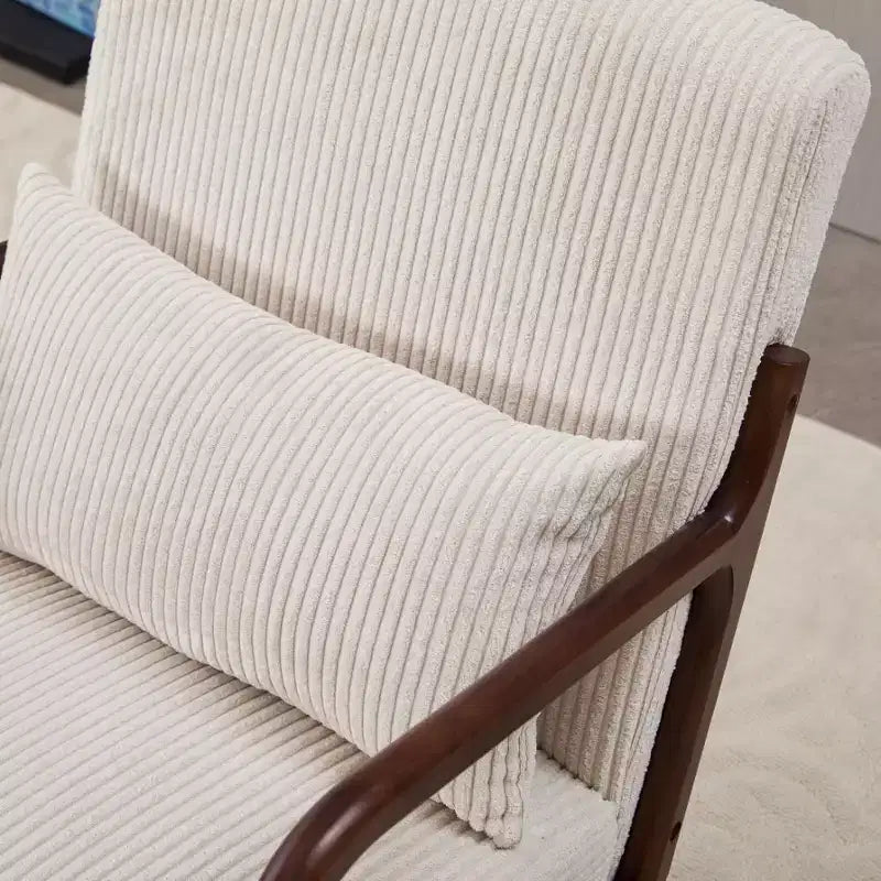 Etokfoks Set Poltrona e Tavolino da Caffè Moderni di Metà Secolo Poltrona Beige Tavolo Tonalità Noce per Soggiorno o Camera da Letto Relax