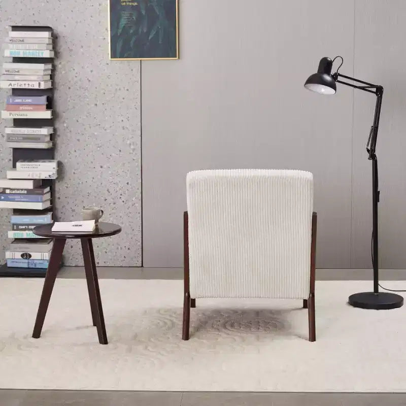 Etokfoks Set Poltrona e Tavolino da Caffè Moderni di Metà Secolo Poltrona Beige Tavolo Tonalità Noce per Soggiorno o Camera da Letto Relax