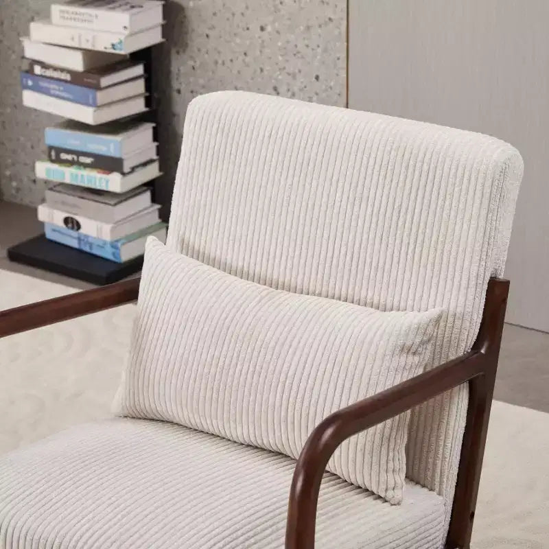 Etokfoks Set Poltrona e Tavolino da Caffè Moderni di Metà Secolo Poltrona Beige Tavolo Tonalità Noce per Soggiorno o Camera da Letto Relax