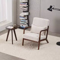 Etokfoks Set Poltrona e Tavolino da Caffè Moderni di Metà Secolo Poltrona Beige Tavolo Tonalità Noce per Soggiorno o Camera da Letto Relax