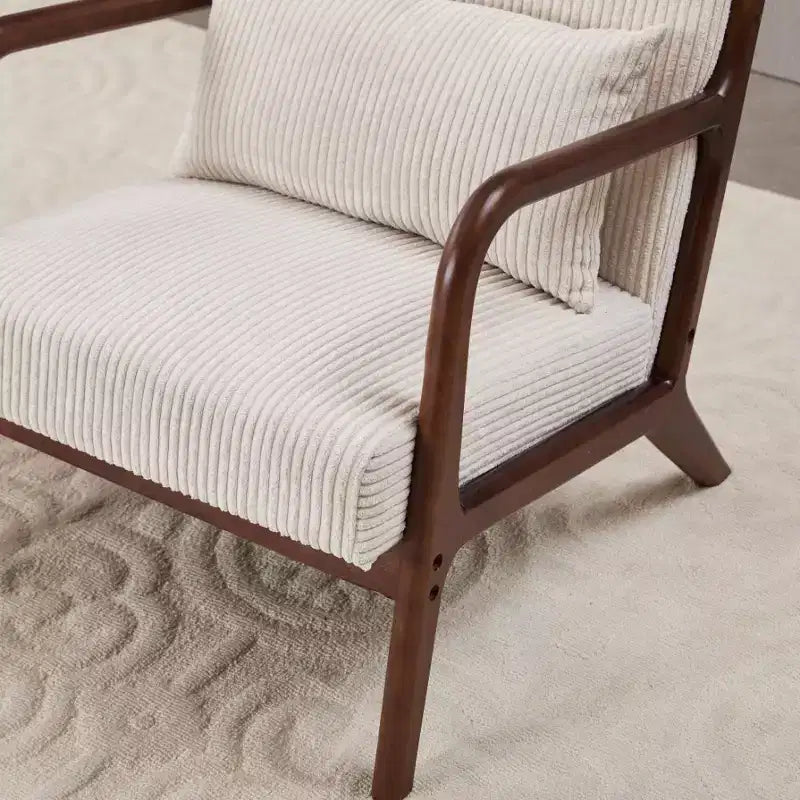 Etokfoks Set Poltrona e Tavolino da Caffè Moderni di Metà Secolo Poltrona Beige Tavolo Tonalità Noce per Soggiorno o Camera da Letto Relax