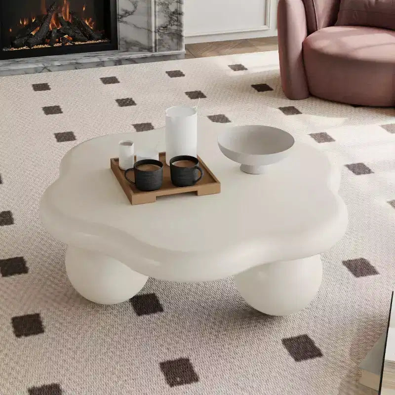 Tavolino da Caffè Moderno a Forma di Nuvola, Tavolino Minimalista con Gambe Sferiche, Tavolino Piccolo per Soggiorno o Appartamento-Panipeachy